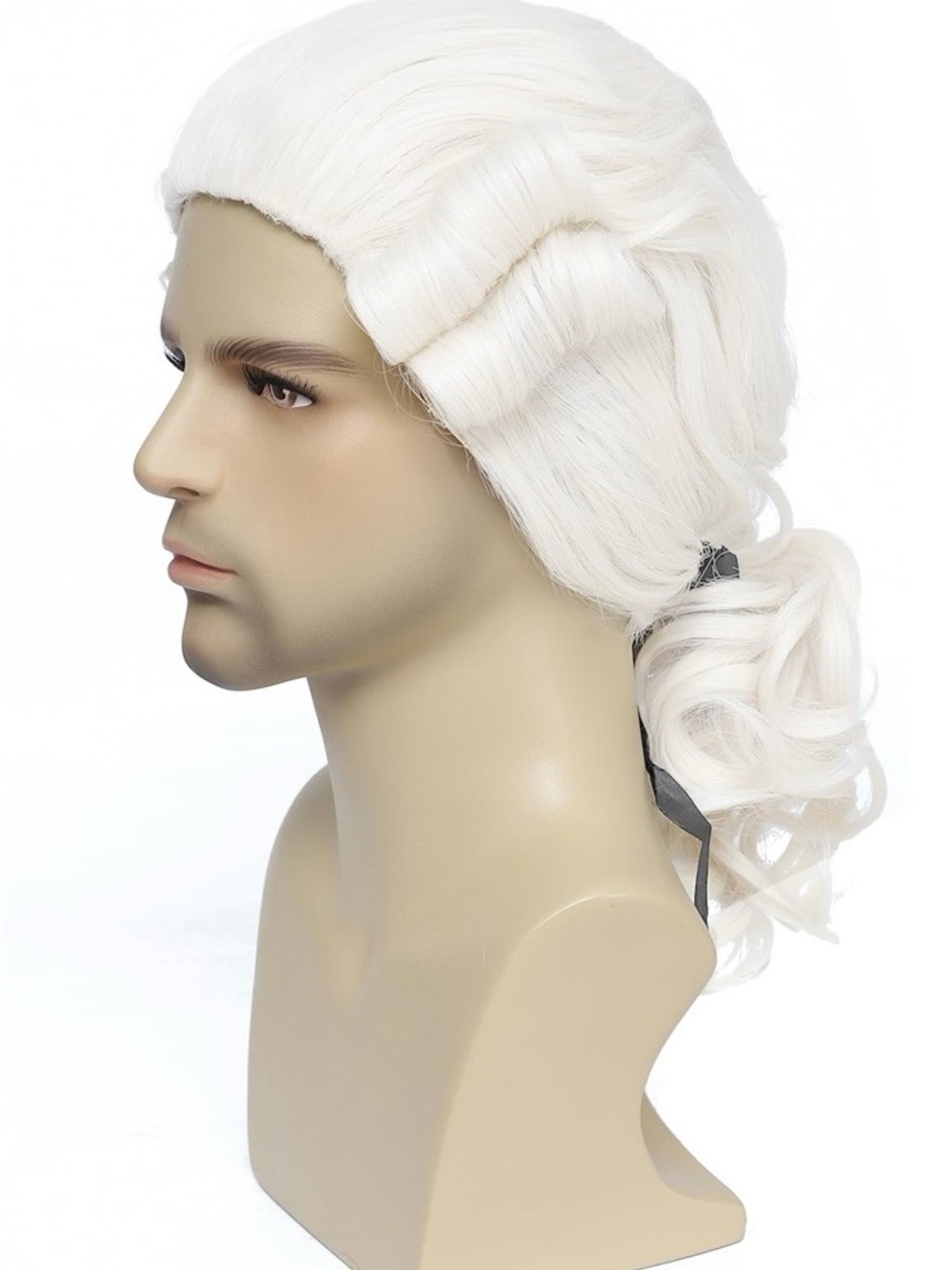 Lotfon Men's 18th Century Colonial Wig George Washington 22.8 Inch, White